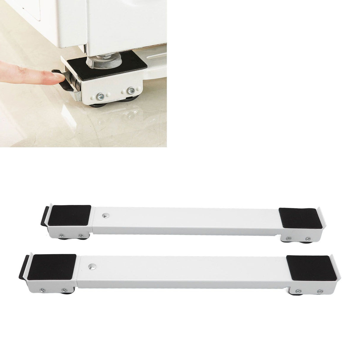 2 Sets Mobile Roller Bracket Furniture Raised Base Moving Wheels for Refrigerator Washing Machine White