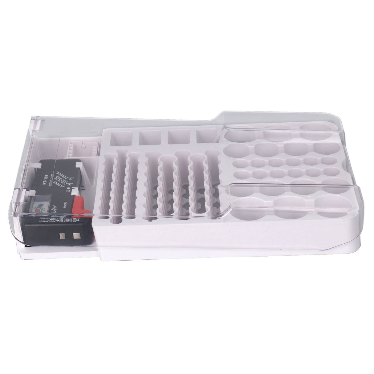 Battery Storage Box Soft Padding Battery Carrying Case with Capacity Test Instrument