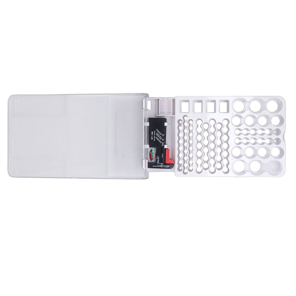 Battery Storage Box Soft Padding Battery Carrying Case with Capacity Test Instrument