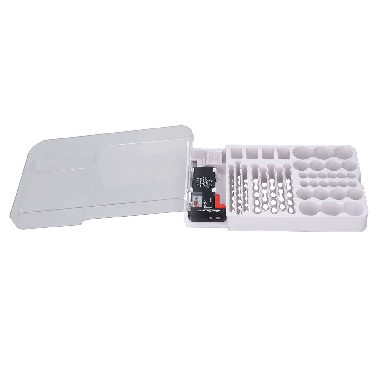 Battery Storage Box Soft Padding Battery Carrying Case with Capacity Test Instrument