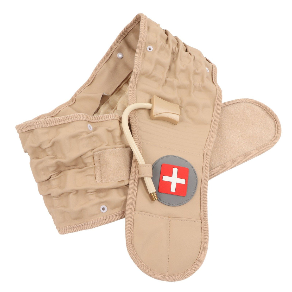 Back Decompression Belt Inflatable Relaxing Muscles Traction Function TPU Material Lower Back Support Device Khaki Silver Inflator L
