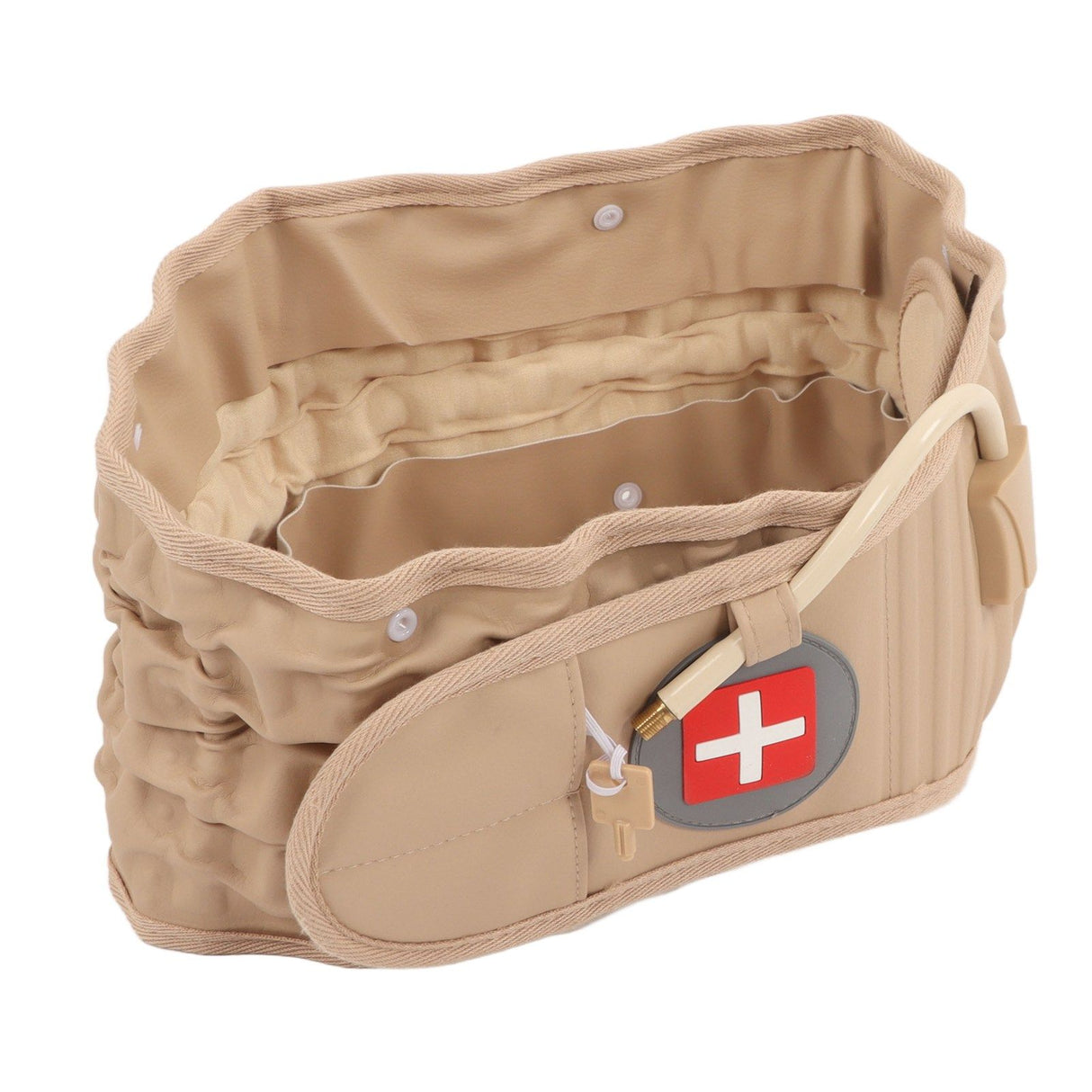 Back Decompression Belt Inflatable Relaxing Muscles Traction Function TPU Material Lower Back Support Device Khaki Silver Inflator L