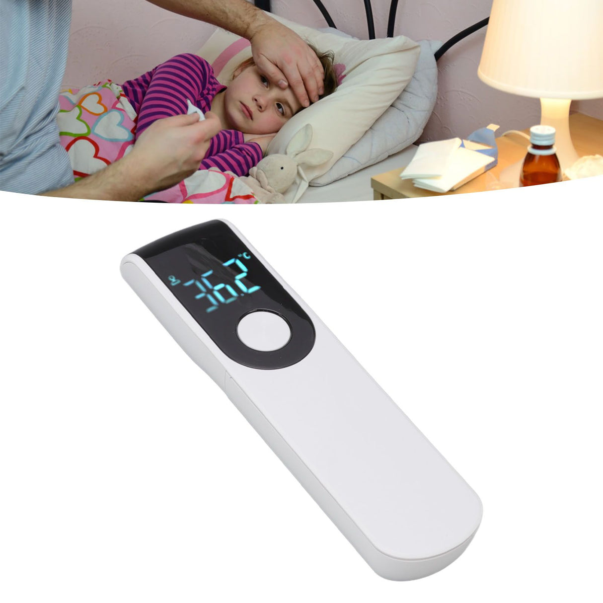 Infrared Temperature Gun Touchless Portable Hand Held Digital Forehead Thermometer for Hotels Home White