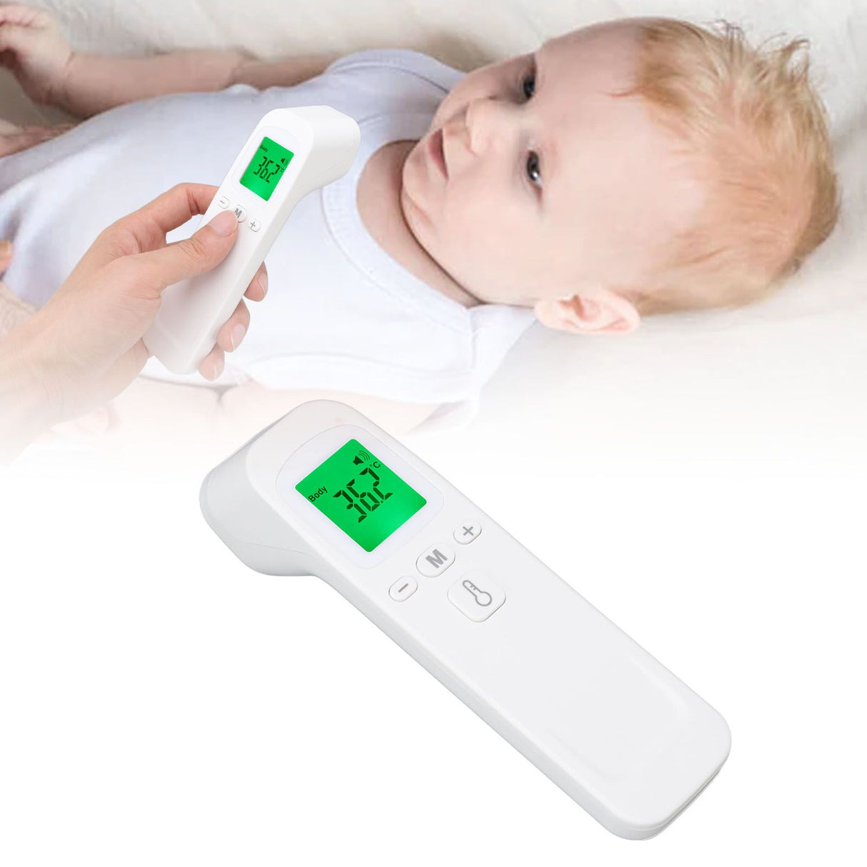 Forehead Thermometer White Electric Digital Touchless Infrared Thermometer for Hospital