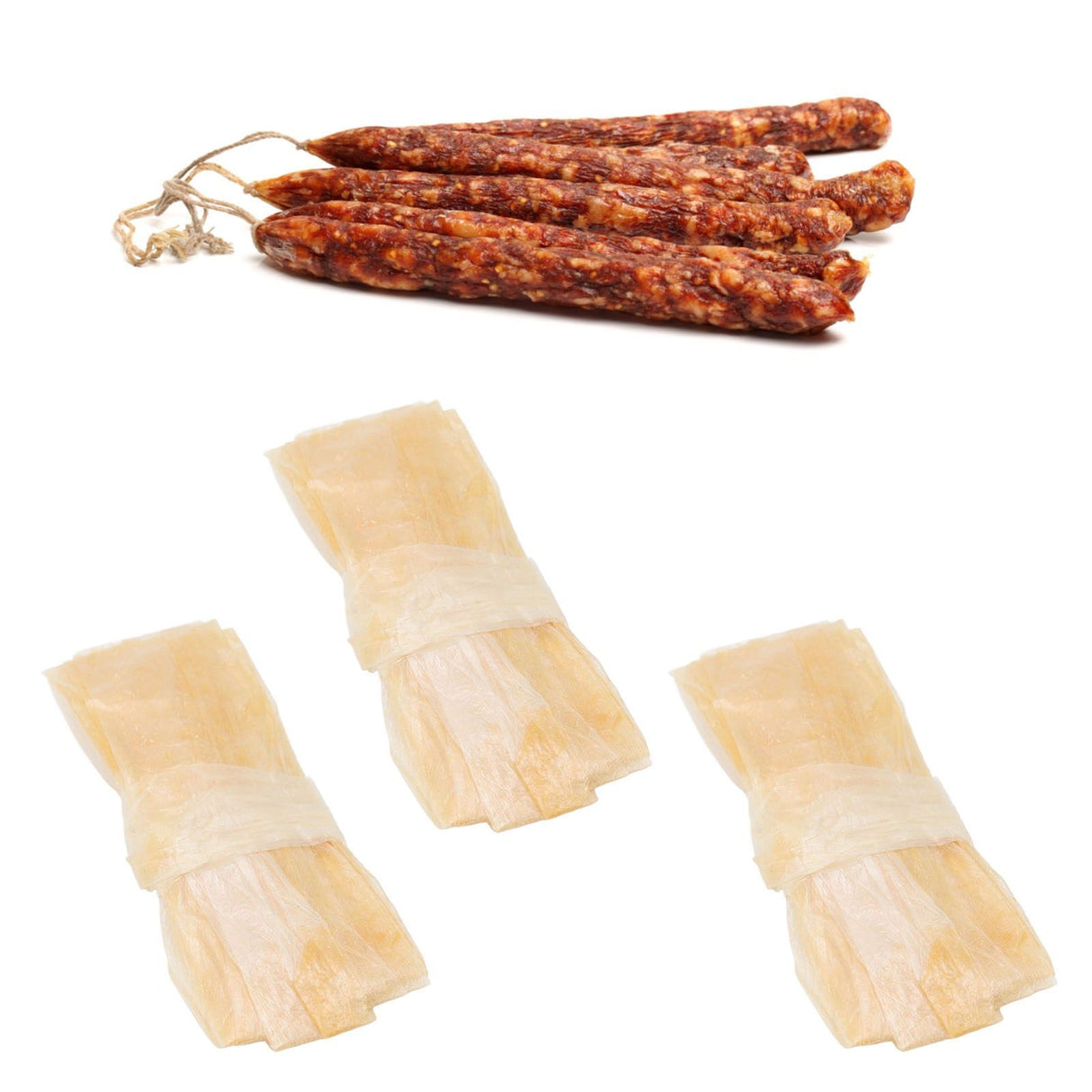 10 Pcs Edible Drying Sheep Sausage Casing for Homemade Sausages Ham 10 Sticks Individually Packaged