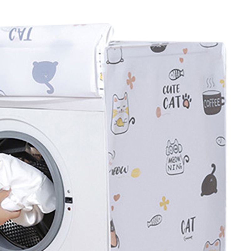Dust Cover Cartoon Pattern Waterproof UV Resistance Anti Dirty Thickened Cover for 10kg Washing Machine Cat Clamshell Type 55 X 75 X 100