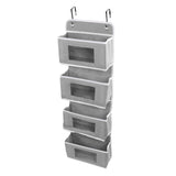 Hanging Closet Organizer Multilayer Strong Load Bearing Capacity Nonwoven Over Door Organizer Hanging Organizer with 2 Hooks Grey 4 Compartments