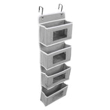Hanging Closet Organizer Multilayer Strong Load Bearing Capacity Nonwoven Over Door Organizer Hanging Organizer with 2 Hooks Grey 4 Compartments - 45-Degree Angle