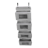 Hanging Closet Organizer Multilayer Strong Load Bearing Capacity Nonwoven Over Door Organizer Hanging Organizer with 2 Hooks Grey 4 Compartments