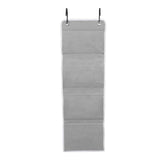 Hanging Closet Organizer Multilayer Strong Load Bearing Capacity Nonwoven Over Door Organizer Hanging Organizer with 2 Hooks Grey 4 Compartments - Close-Up Angle