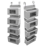 Hanging Closet Organizer Multilayer Strong Load Bearing Capacity Nonwoven Over Door Organizer Hanging Organizer with 2 Hooks Grey 4 Compartments