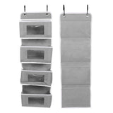 Hanging Closet Organizer Multilayer Strong Load Bearing Capacity Nonwoven Over Door Organizer Hanging Organizer with 2 Hooks Grey 4 Compartments - Extra Image