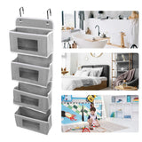Hanging Closet Organizer Multilayer Strong Load Bearing Capacity Nonwoven Over Door Organizer Hanging Organizer with 2 Hooks Grey 4 Compartments - Extra Image
