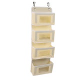 Hanging Closet Organizer Multilayer Strong Load Bearing Capacity Nonwoven Over Door Organizer Hanging Organizer with 2 Hooks Khaki 4 Compartments