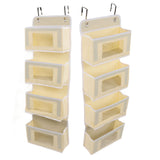 Hanging Closet Organizer Multilayer Strong Load Bearing Capacity Nonwoven Over Door Organizer Hanging Organizer with 2 Hooks Khaki 4 Compartments - Low Angle