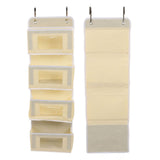Hanging Closet Organizer Multilayer Strong Load Bearing Capacity Nonwoven Over Door Organizer Hanging Organizer with 2 Hooks Khaki 4 Compartments - Extra Image