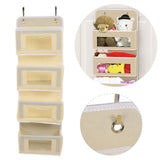 Hanging Closet Organizer Multilayer Strong Load Bearing Capacity Nonwoven Over Door Organizer Hanging Organizer with 2 Hooks Khaki 4 Compartments - Extra Image