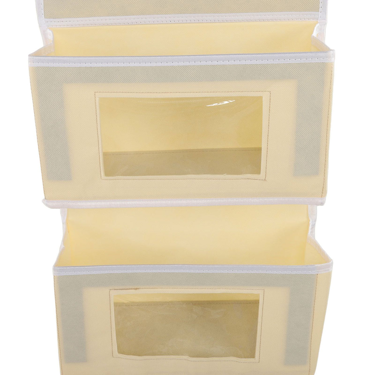 Hanging Closet Organizer Multilayer Strong Load Bearing Capacity Nonwoven Over Door Organizer Hanging Organizer with 2 Hooks Khaki 4 Compartments