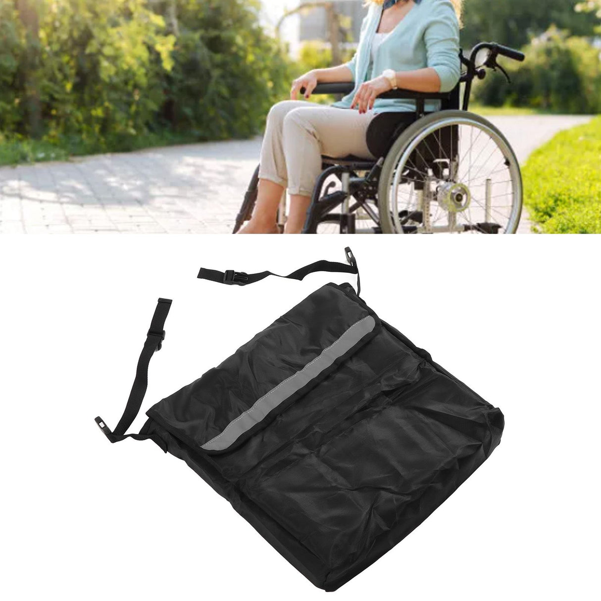 Wheelchair Backpack Bag Electric Wheel Chair Accessories Pouch for Back of Chair Black