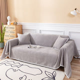 Sofa Cover Chenille Nylon Multipurpose Machine Washable Couch Slipcover for All Seasons gray 180x300cm/1.97x3.28yd - Side View