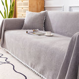 Sofa Cover Chenille Nylon Multipurpose Machine Washable Couch Slipcover for All Seasons gray 180x300cm/1.97x3.28yd - Top-Down View