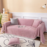 Sofa Cover Chenille Nylon Multipurpose Machine Washable Couch Slipcover for All Seasons Pink 180x300cm/1.97x3.28yd