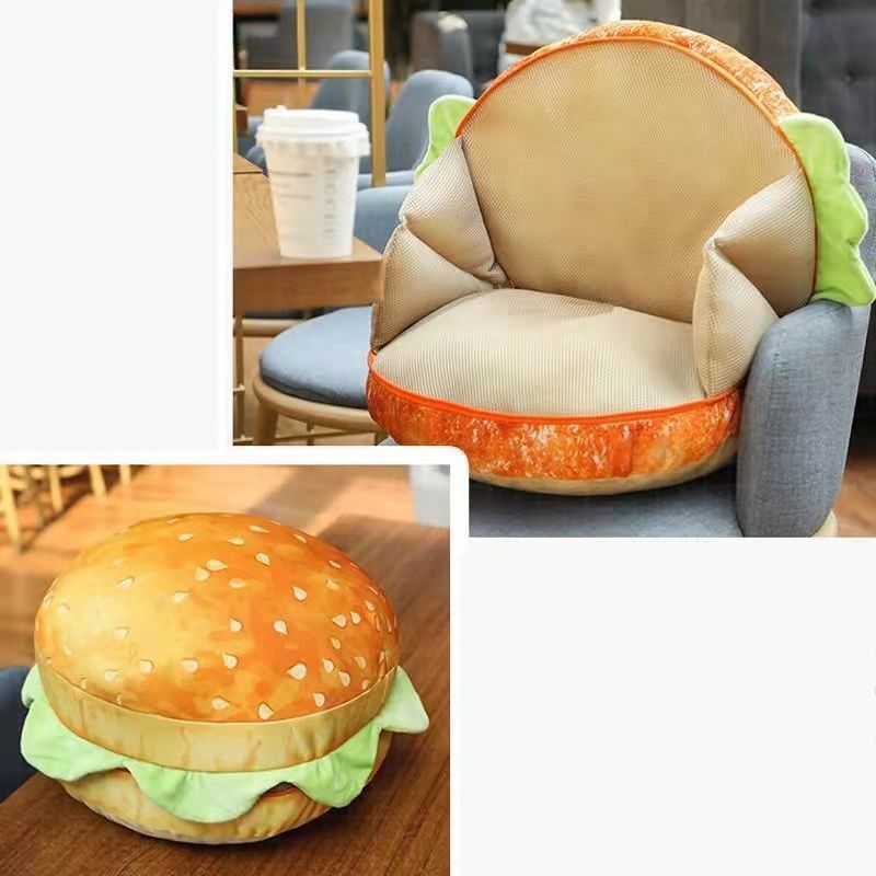 Hamburger Throw Pillow Multi Purpose Plush and PP Cotton Back Pillow for Valentine's Day Birthday Gift Toy Type 1 40cm/15.7in