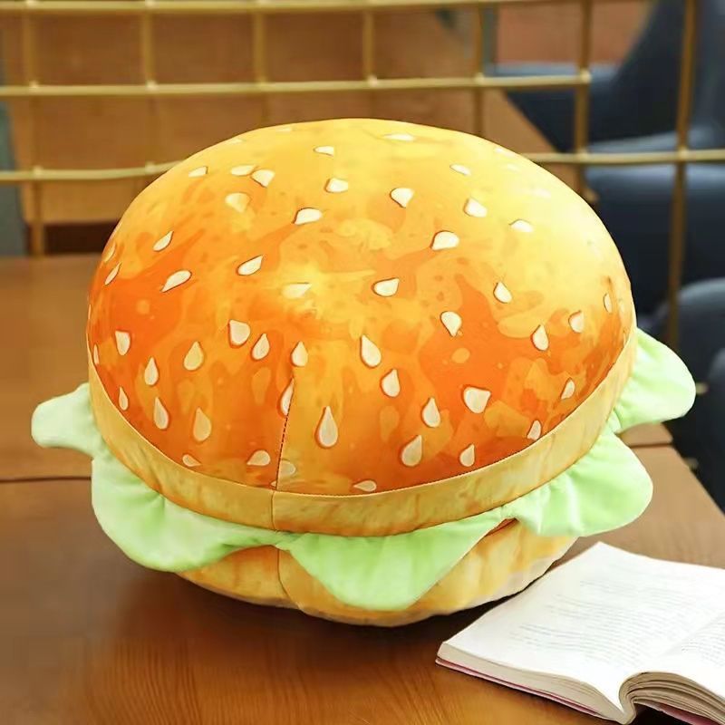 Hamburger Throw Pillow Multi Purpose Plush and PP Cotton Back Pillow for Valentine's Day Birthday Gift Toy Type 1 40cm/15.7in