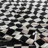Simple Vintage Checkerboard Blanket Autumn Winter Warm Nap Throw Blanket Flannel Fleece Sofa Leisure Blanket Modern Black 150x200cm - 45-Degree Angle