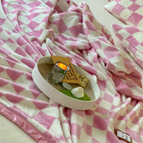 Simple Vintage Checkerboard Blanket Autumn Winter Warm Nap Throw Blanket Flannel Fleece Sofa Leisure Blanket Baby Pink 150x200cm
