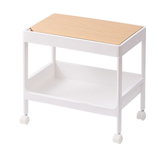 Rolling Cart Large Capacity Eco Friendly PP MDF Sturdy Construction Space Saving Utility Cart For Beauty Salon Dormitory 2 Tier, with Cover and Wheel