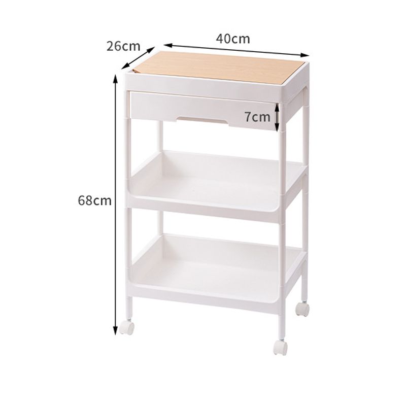 Rolling Cart Large Capacity Eco Friendly PP MDF Sturdy Construction Space Saving Utility Cart For Beauty Salon Dormitory 3 Tier, with Cover and Wheel