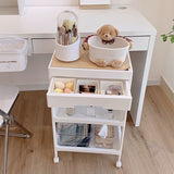 Rolling Cart Large Capacity Eco Friendly PP MDF Sturdy Construction Space Saving Utility Cart For Beauty Salon Dormitory 3 Tier, with Cover and Wheel - Top-Down View