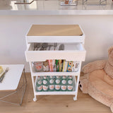 Rolling Cart Large Capacity Eco Friendly PP MDF Sturdy Construction Space Saving Utility Cart For Beauty Salon Dormitory 3 Tier, with Cover and Wheel
