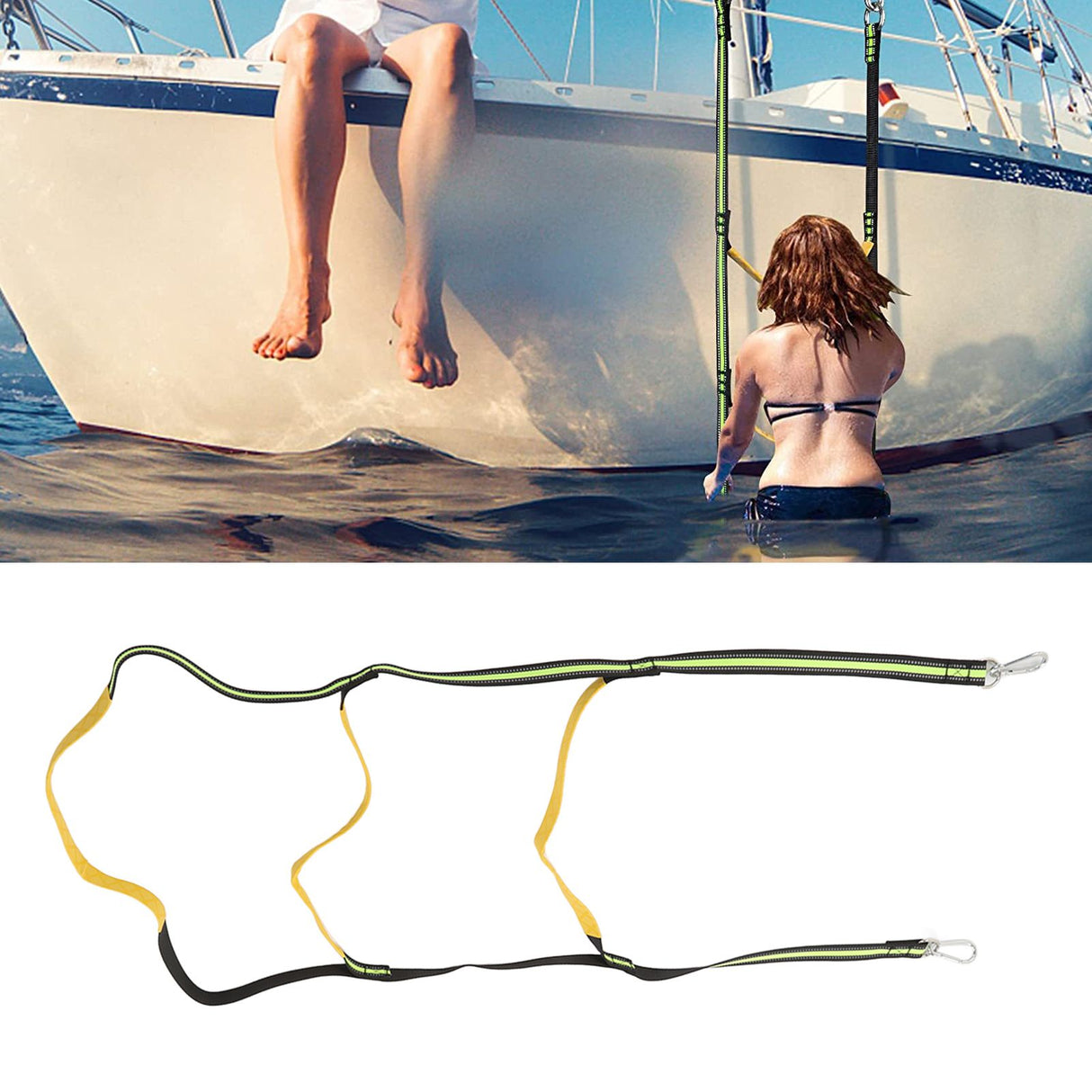 Boat Marine Rope Ladder Boarding Rope Ladder for Inflatable Boat Kayak Motorboat Canoeing Fluorescent Green 3 Stairs