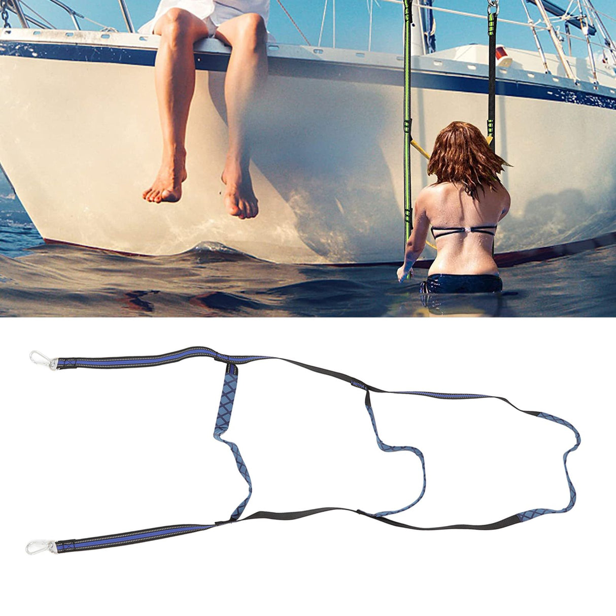 Boat Marine Rope Ladder Boarding Rope Ladder for Inflatable Boat Kayak Motorboat Canoeing Blue 3 Stairs