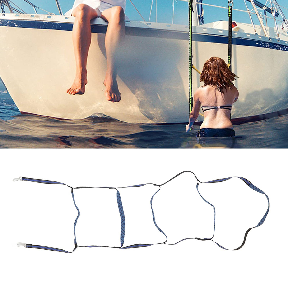 Boat Marine Rope Ladder Boarding Rope Ladder for Inflatable Boat Kayak Motorboat Canoeing Blue 5 Stairs