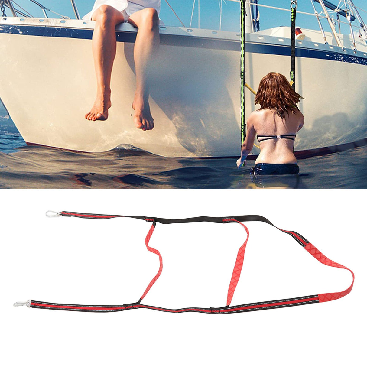Boat Marine Rope Ladder Boarding Rope Ladder for Inflatable Boat Kayak Motorboat Canoeing Red 3 Stairs