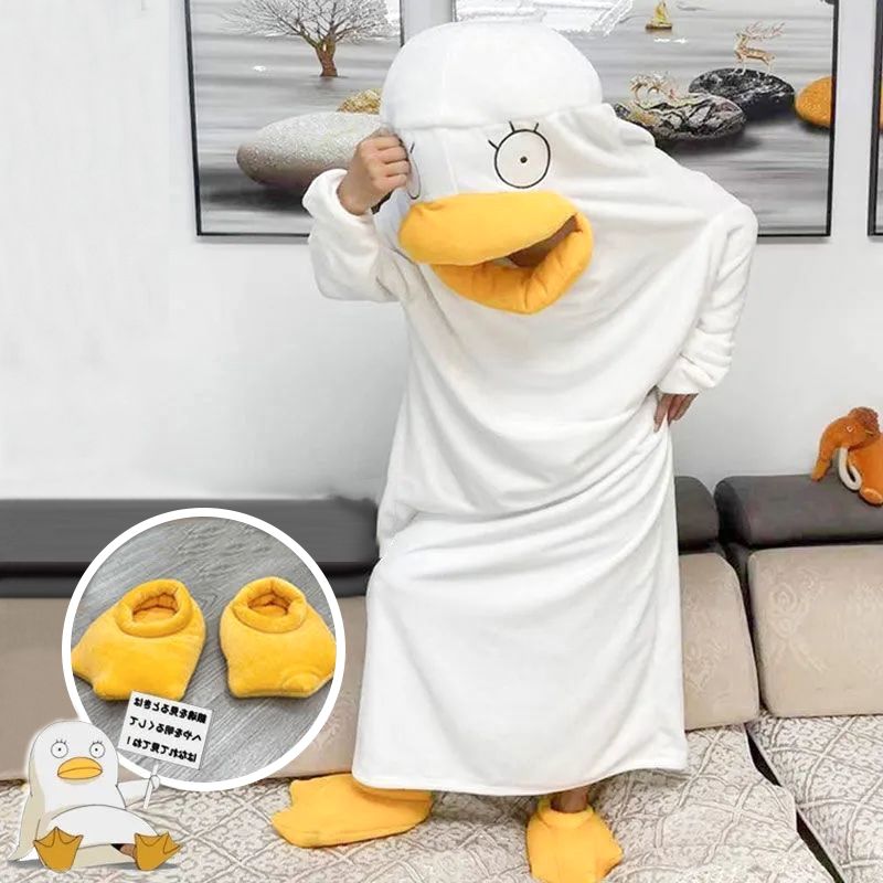 Duck Cosplay Costumes One Piece Pajamas Lovely Shape Jumpsuit Sleepwear for Daily Wear Type1 L