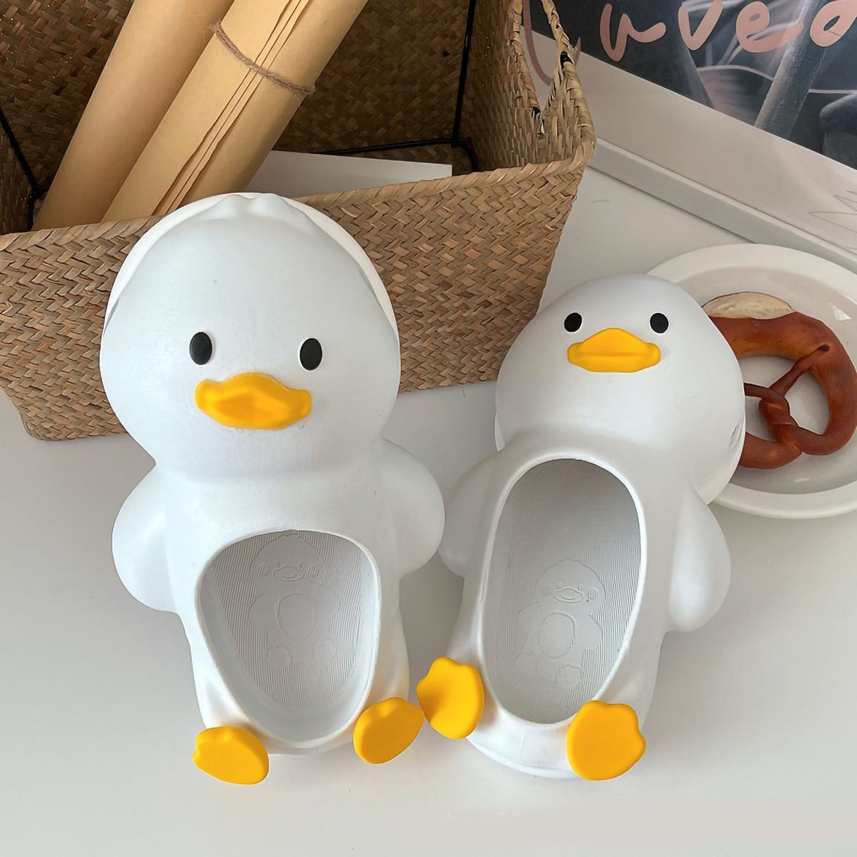 Cartoon Duck Slippers Women Summer Indoor Outdoor PVC Cute Sandals Birthday Gift for Beach Party Yellow 40-41