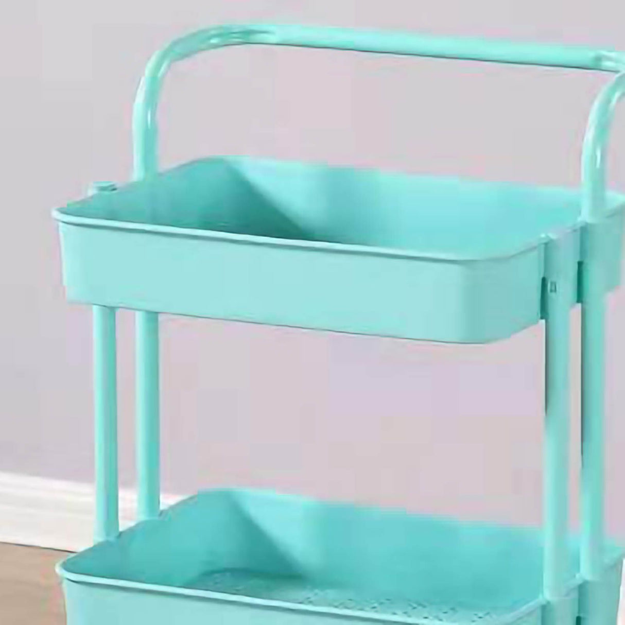 Heavy Duty 3 Tier Utility Rolling Cart Stylish Multifunctional Storage Organizer for Kitchen Bathroom Living Room Blue