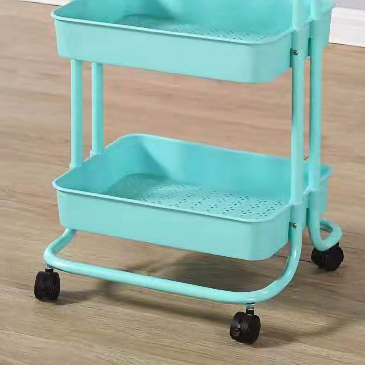 Heavy Duty 3 Tier Utility Rolling Cart Stylish Multifunctional Storage Organizer for Kitchen Bathroom Living Room Blue