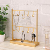 Jewelry Display Organizer Stand Hooks Golden Iron Display Rack for Necklace Hair Accessories Earrings Golden