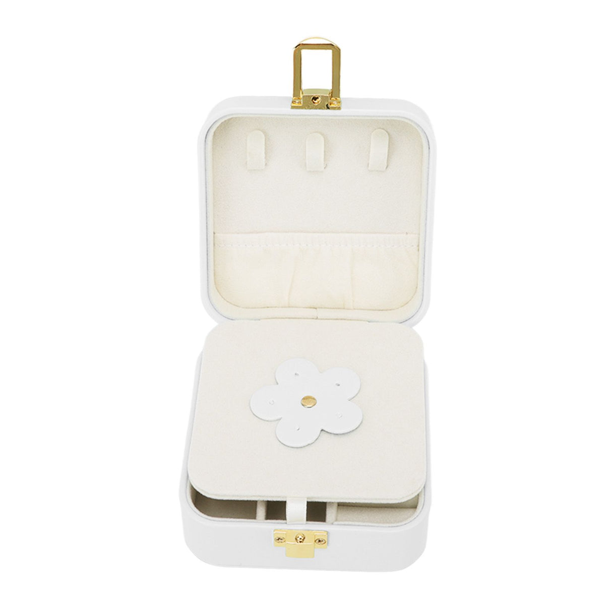 Jewelry Case Small Jewelry Box Organizer Display Storage Portable for Rings and Earrings Beige