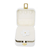Jewelry Case Small Jewelry Box Organizer Display Storage Portable for Rings and Earrings Beige - Front View