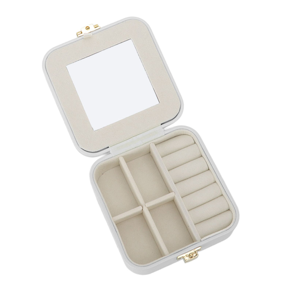 Jewelry Case Small Jewelry Box Organizer Display Storage Portable for Rings and Earrings Beige