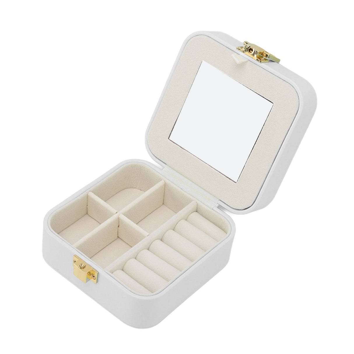 Jewelry Case Small Jewelry Box Organizer Display Storage Portable for Rings and Earrings Beige