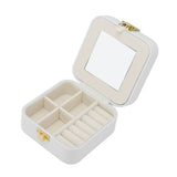 Jewelry Case Small Jewelry Box Organizer Display Storage Portable for Rings and Earrings Beige - 45-Degree Angle