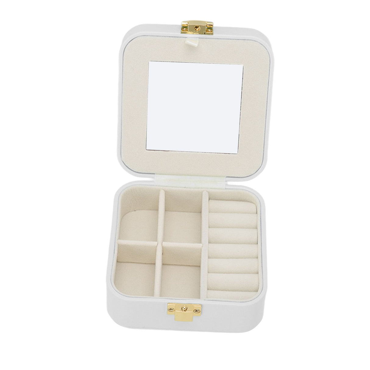 Jewelry Case Small Jewelry Box Organizer Display Storage Portable for Rings and Earrings Beige