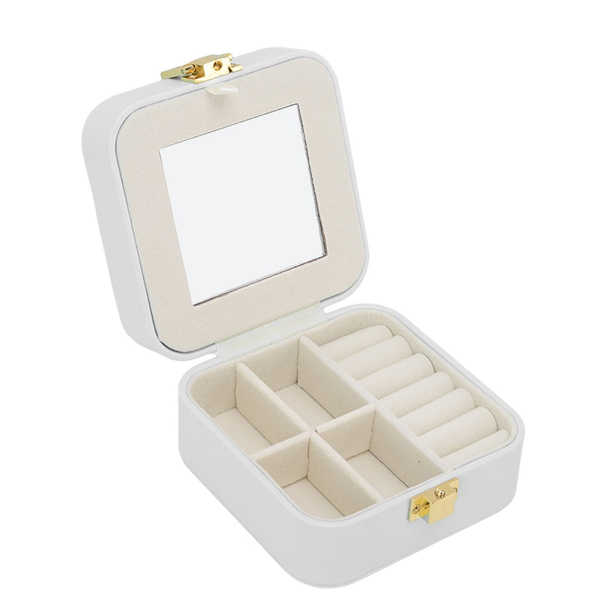 Jewelry Case Small Jewelry Box Organizer Display Storage Portable for Rings and Earrings Beige